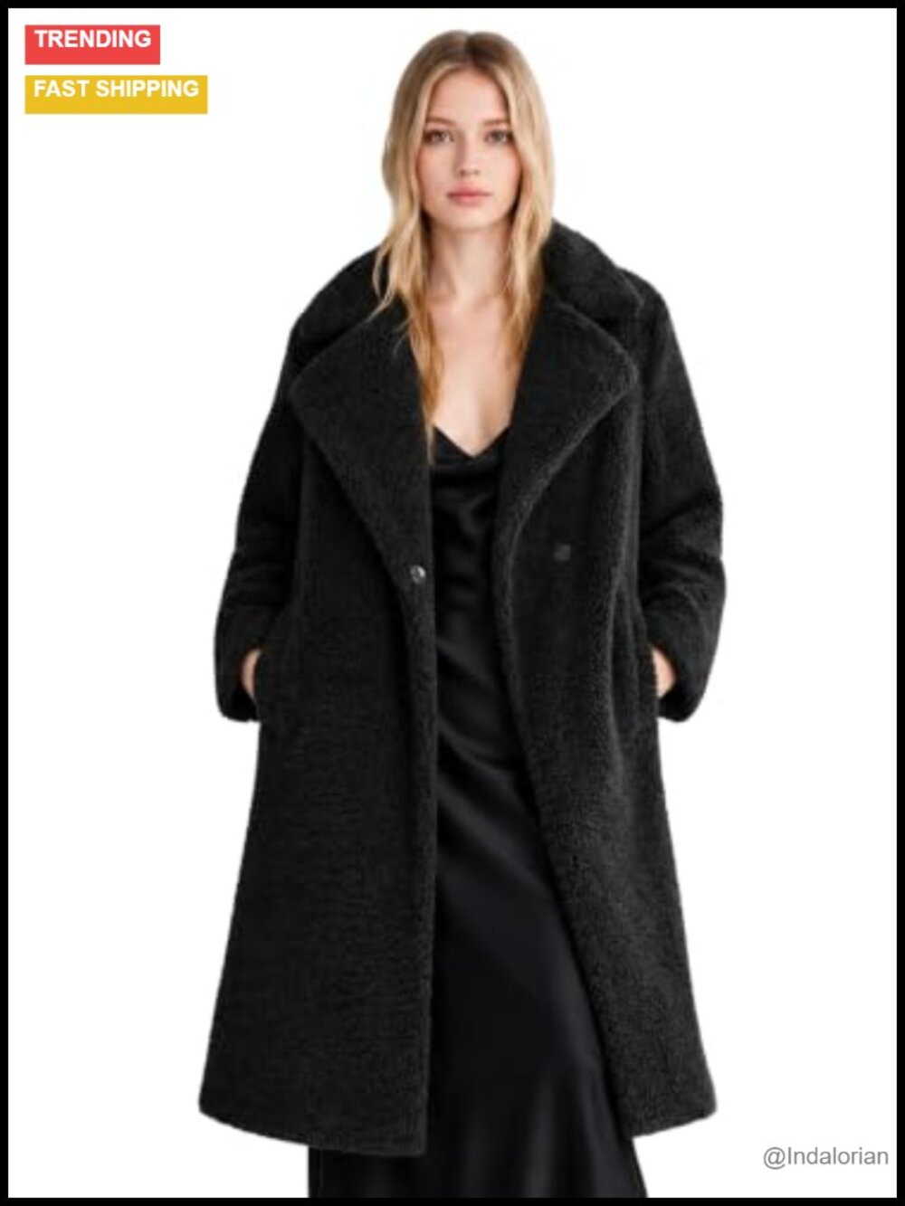 Oversized Teddy Sherpa Fleece Coat Mid-Length Faux Fur Jacket